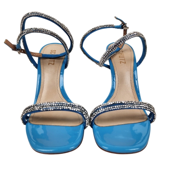 Schutz Altina Glam NWOT Blue Embellished Jeweled Stiletto Heel Prom Women Size 8 - Picture 7 of 14